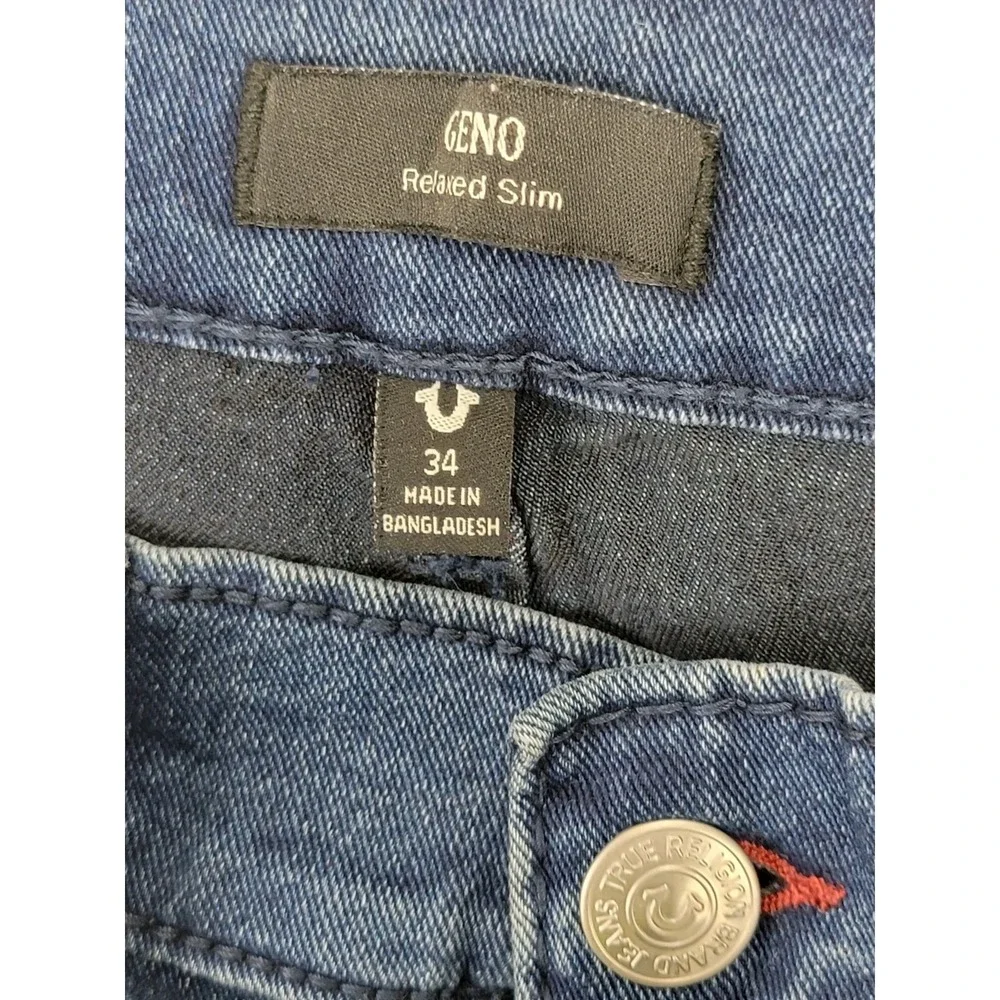 True Religion Mens Geno Relaxed Slim Fit Straight Leg Flap Pocket Size 34/30 New